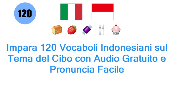 Impara 120 Vocaboli Indonesiani sul Tema del Cibo con Audio Gratuito e Pronuncia Facile